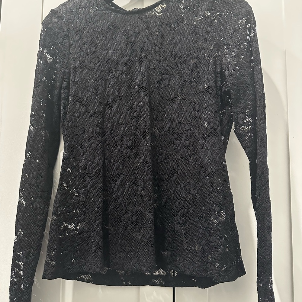 L'AGENCE Black Lace Blouse